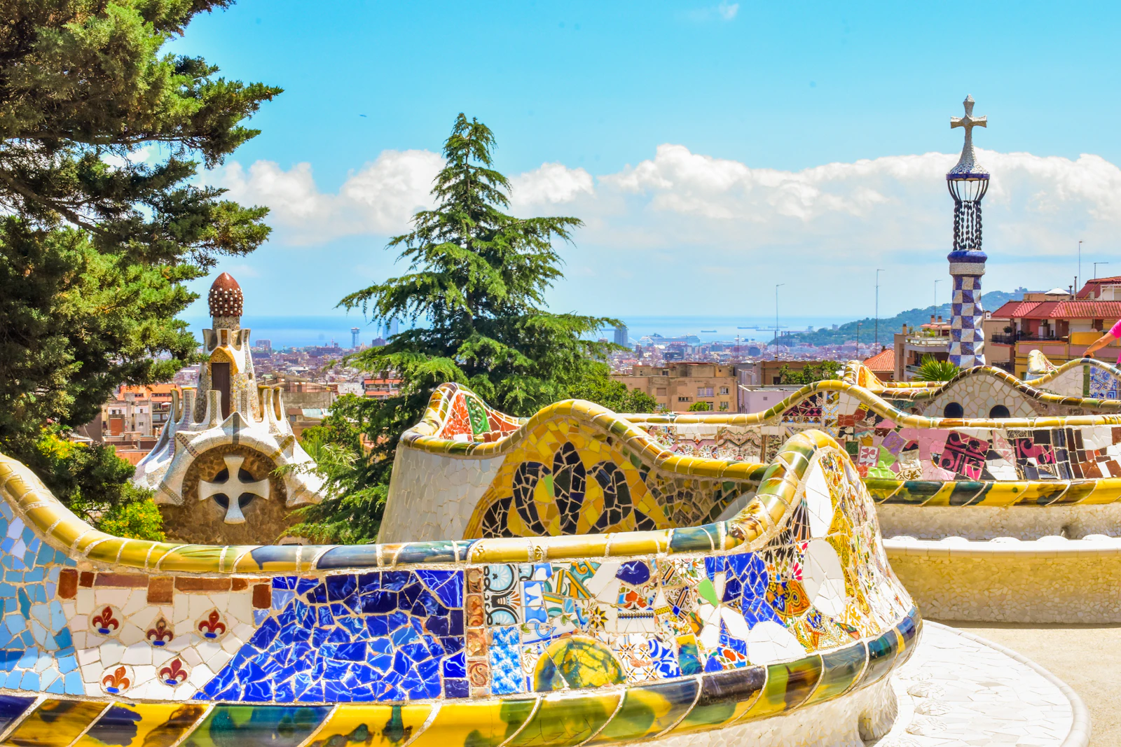 Park Güell mosaics overlooking Barcelona