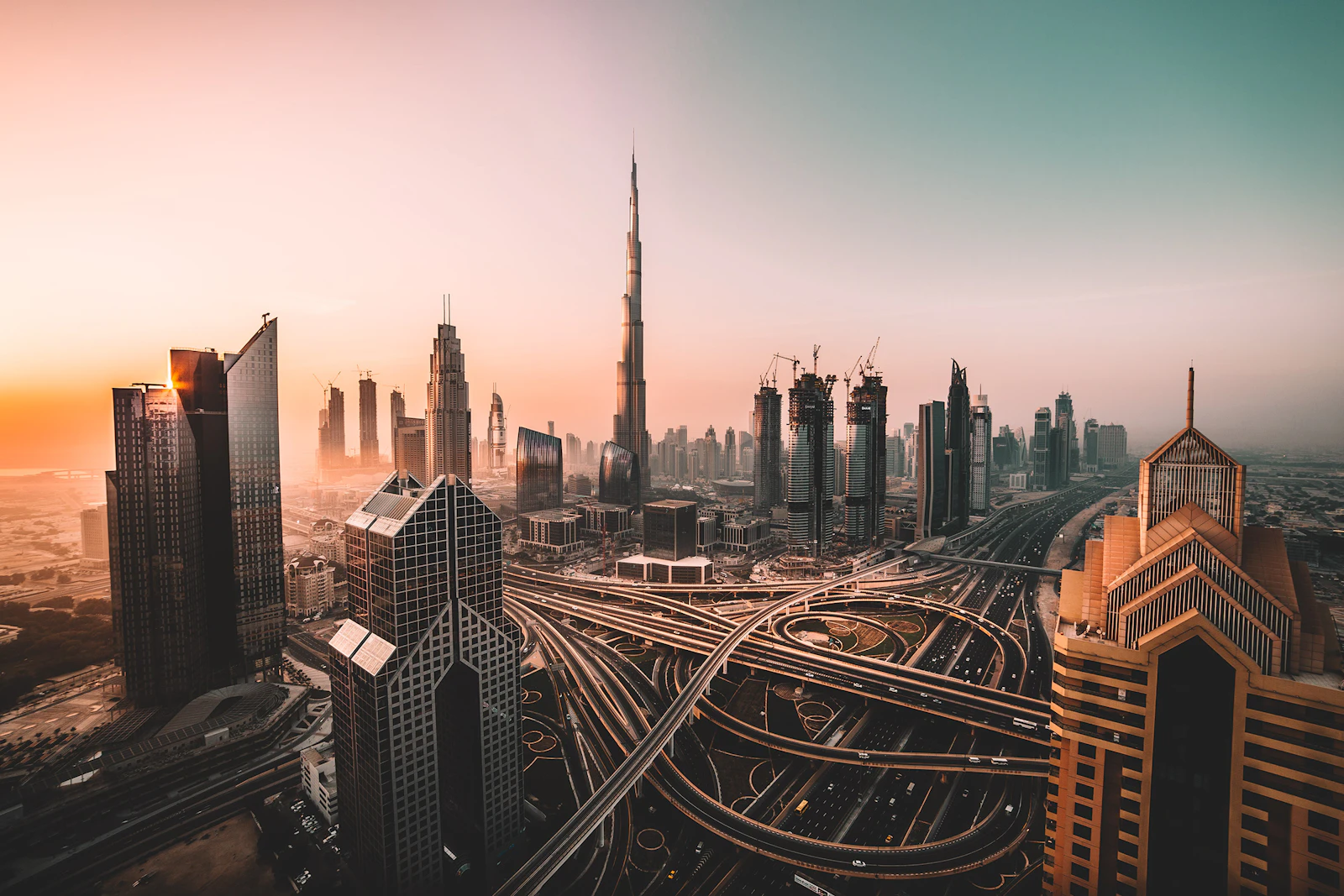 Burj Khalifa rising above Sheikh Zayed Road in Dubai